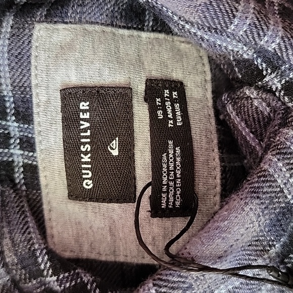 Quicksilver Boys Flannel Plaid Long Sleeve Shirt/ 7X. - Picture 7 of 9